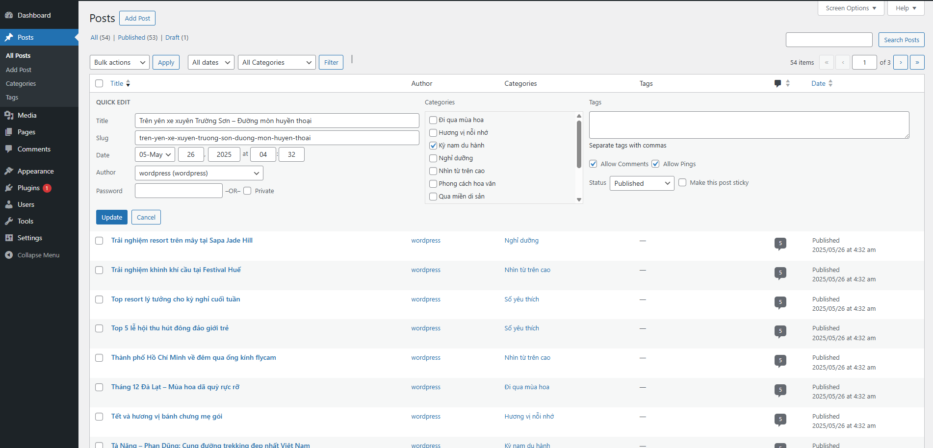 Thao tác tắt mở bình luận bài viết