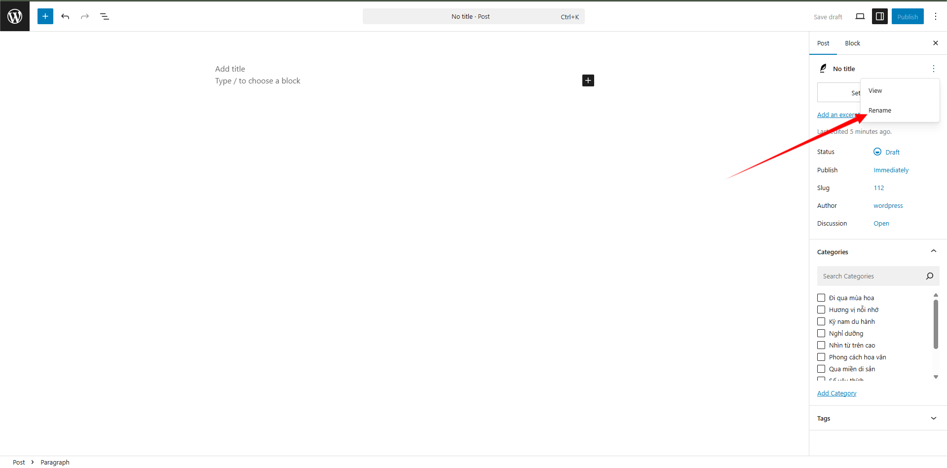 Giao diện thêm tiêu đề bài viết 2